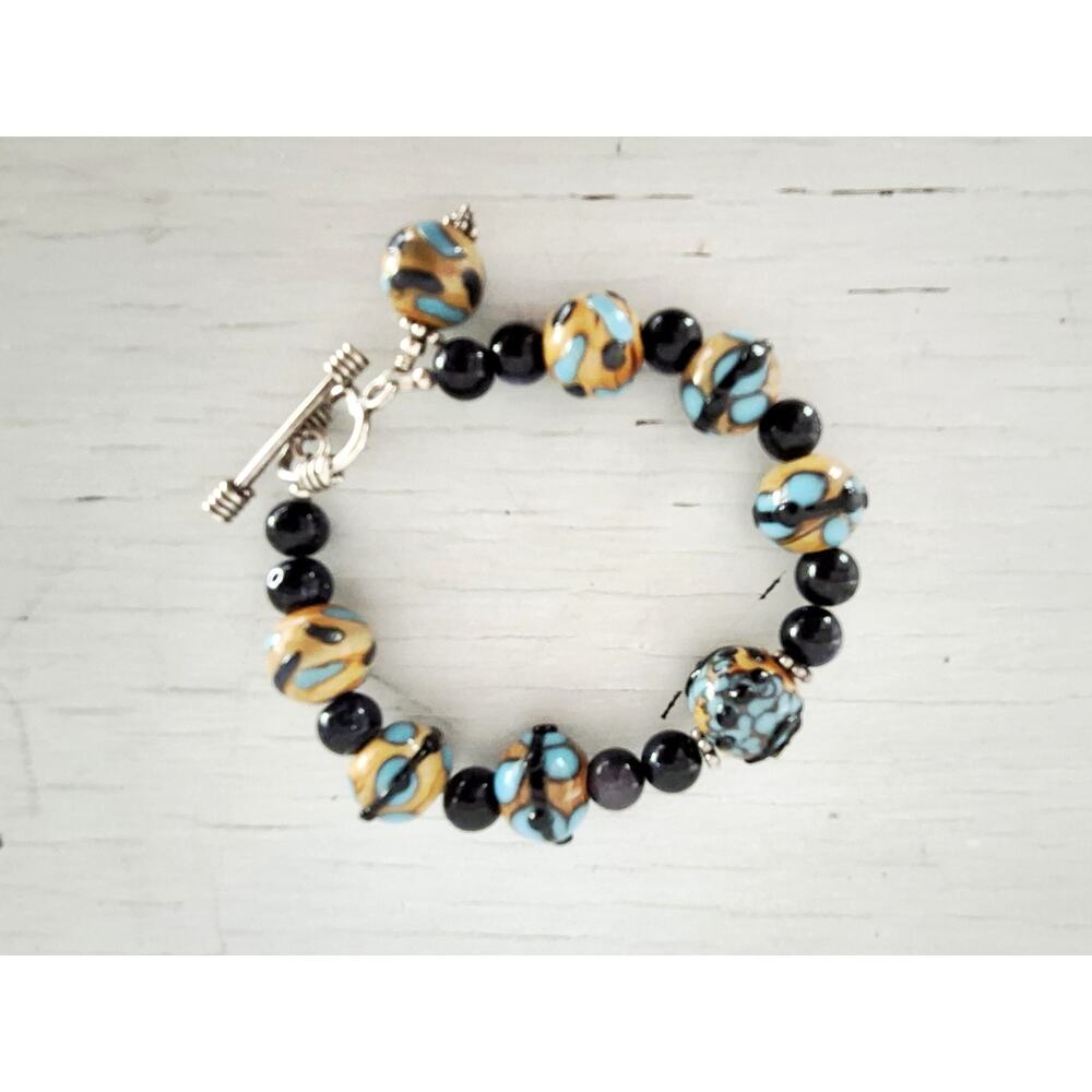 Vintage Lamp Work Glass Bead Bracelet